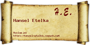 Hansel Etelka névjegykártya